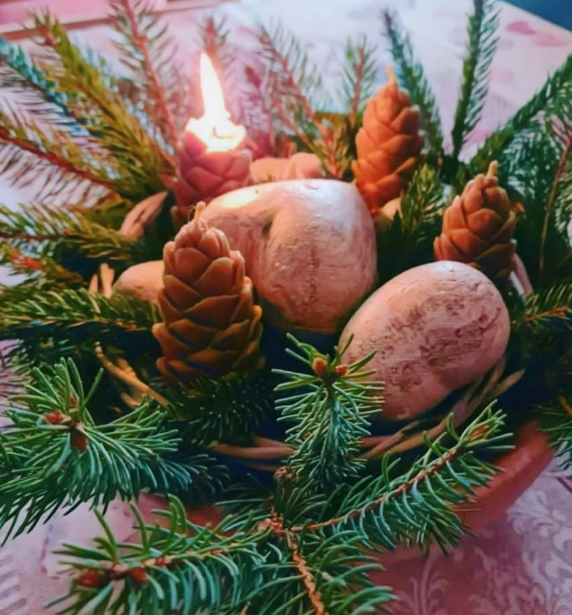 Adventný set | Sviečky zo včelieho vosku - šišky